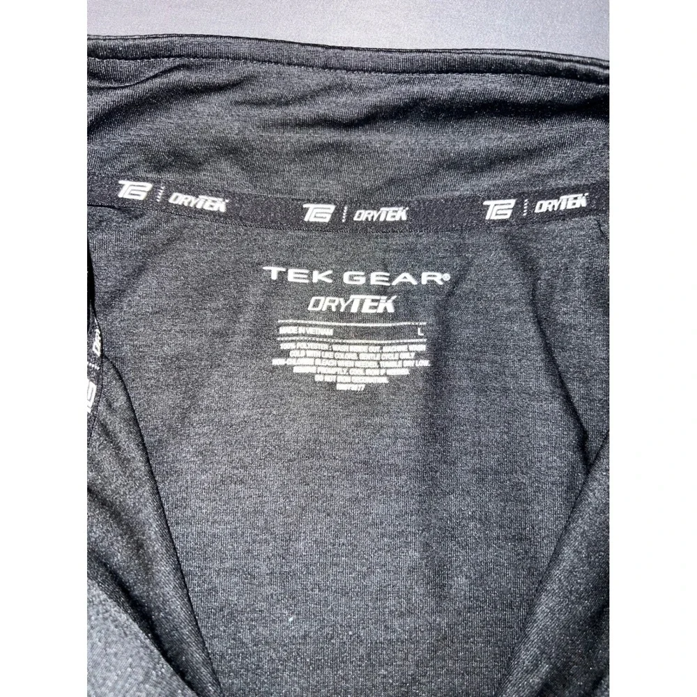 Tek Gear DryTek Mens Quarter Zip Pullover Black Heather Performance Shirt Large
